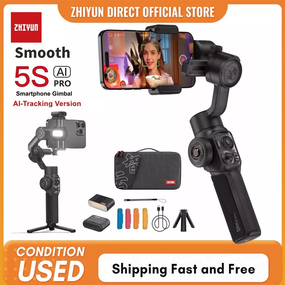 Zhiyun Smooth 5S AI Pro Phone Gimbal 3-Axis Stabilizer Selfie Stick + AI Tracker