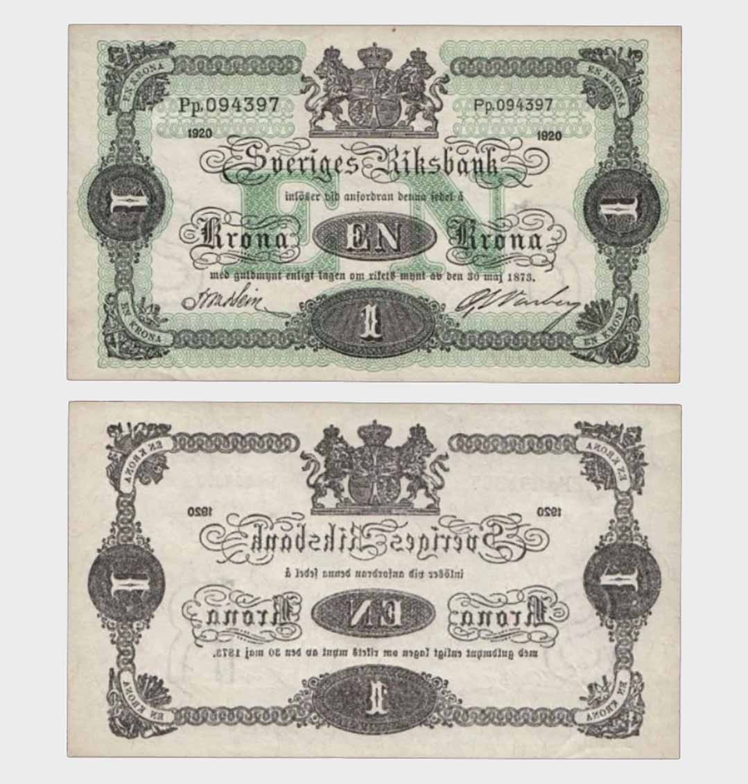 Sweden - 1920 - 1 Krona - "aUNC"  #CO8132
