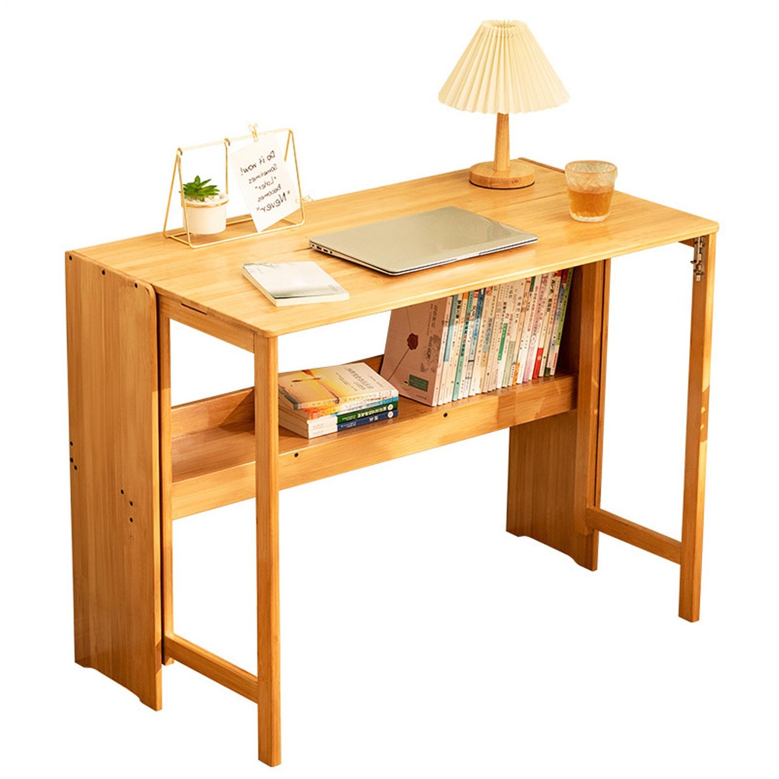 41 Inch Computer Desk, Bamboo Writing Desk, Folding Work Desk For Home Office
