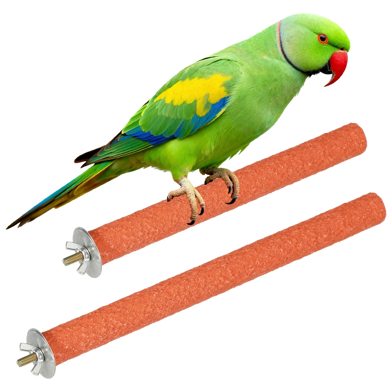 Bird Cage Perch, Parrot Grinding Claw Sticks, 8/10 Inch, (Wooden, Orange, 2Pcs)