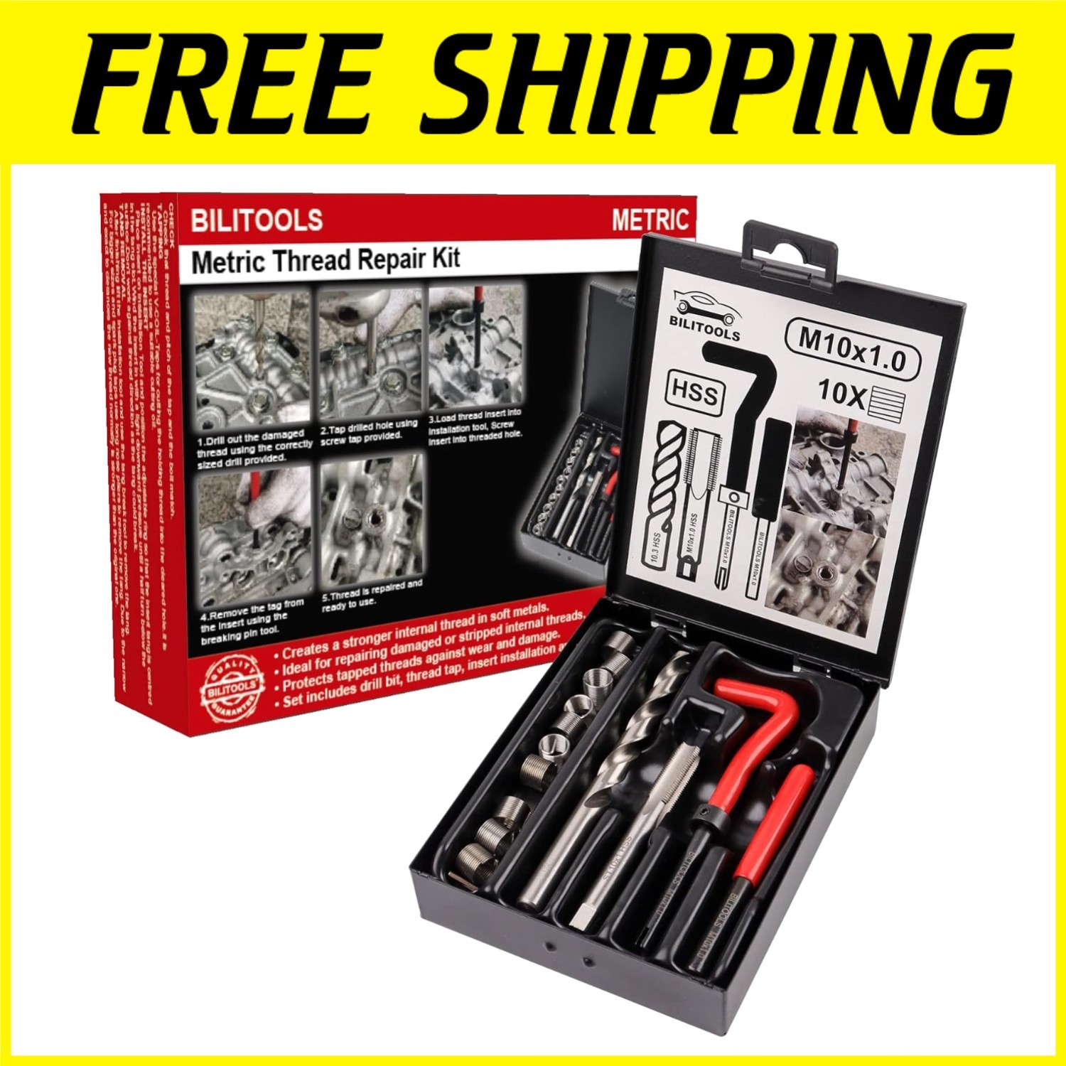 M10x1.0 Thread Repair Kit - Metric Helicoil Set