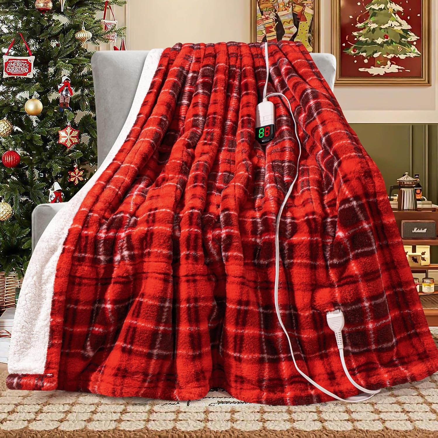 Faux Fur Electric Throw Blankets 8 Heating Levels & 8 Hours Auto Off 50"x60"