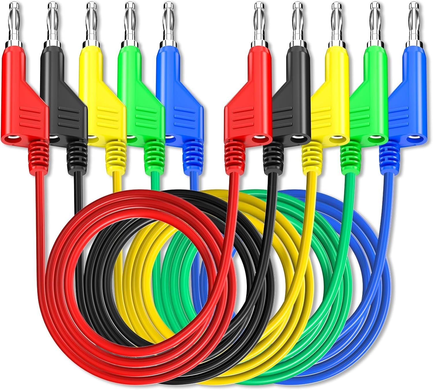 5PCS Stackable Banana to Banana Plug Test Leads Soft Electrical Test