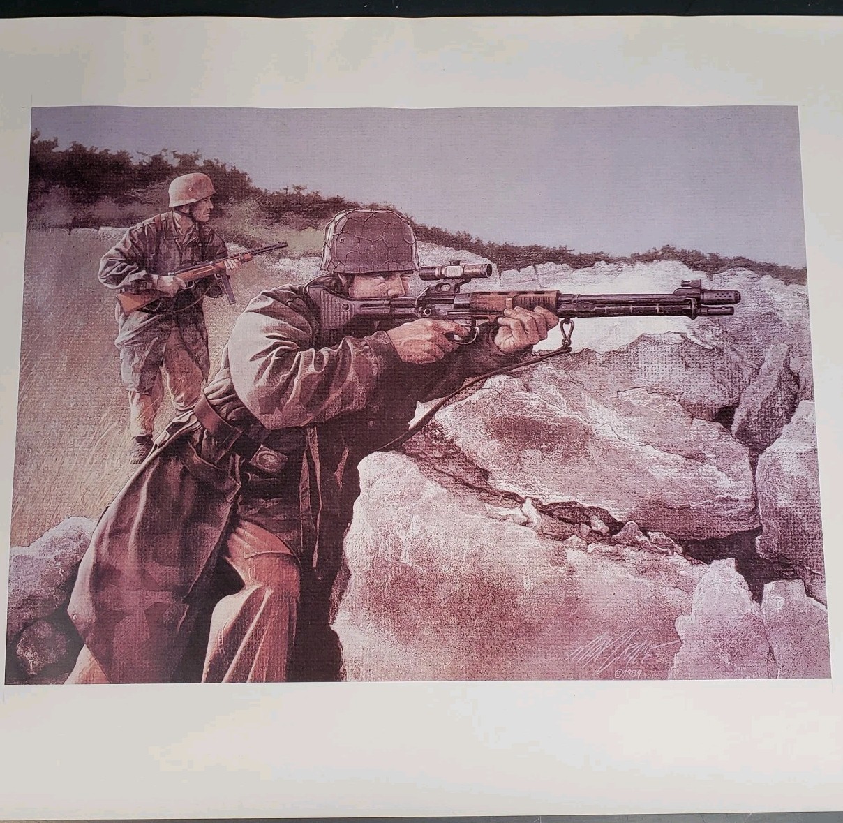 WW2 German Wehrmacht Sniper in Action Poster Print Art 22.25"×16.5"