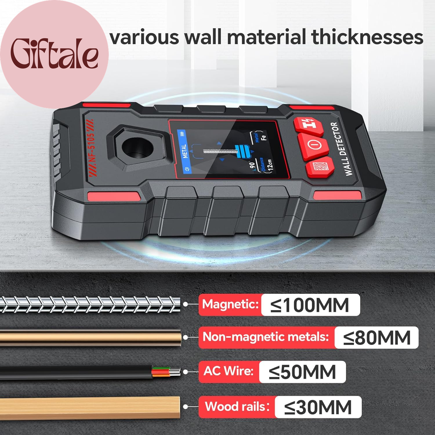 Stud Finder, Rechargeable Stud Finder Wall Scanner with Upgraded Intelligent Chi