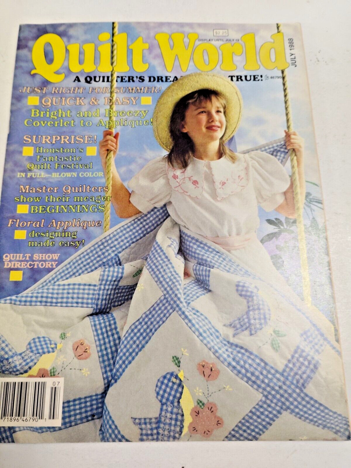 Quilt World Magazine Patterns July 1988 Quilting Bluebird Bird Coverlet Trails