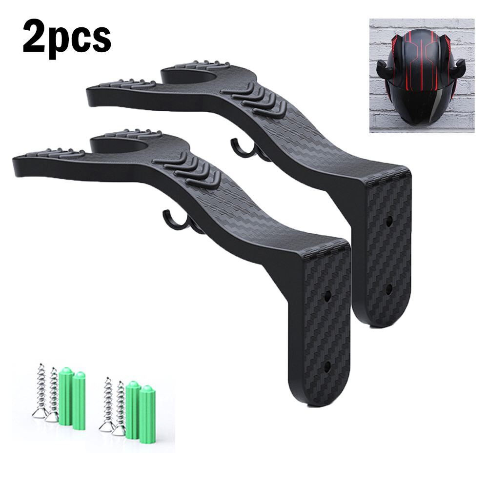 2PCS Wall Mount Motorcycle Bike Helmet Cap Rack Holder Hook Hanger Stand Display