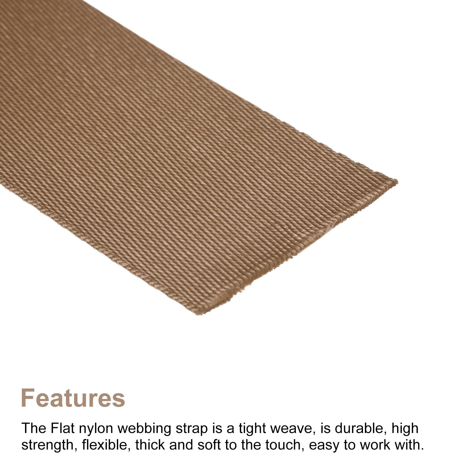 Flat Nylon Webbing Strap 1.5 Inch 10 Yards Light Brown for Backpack