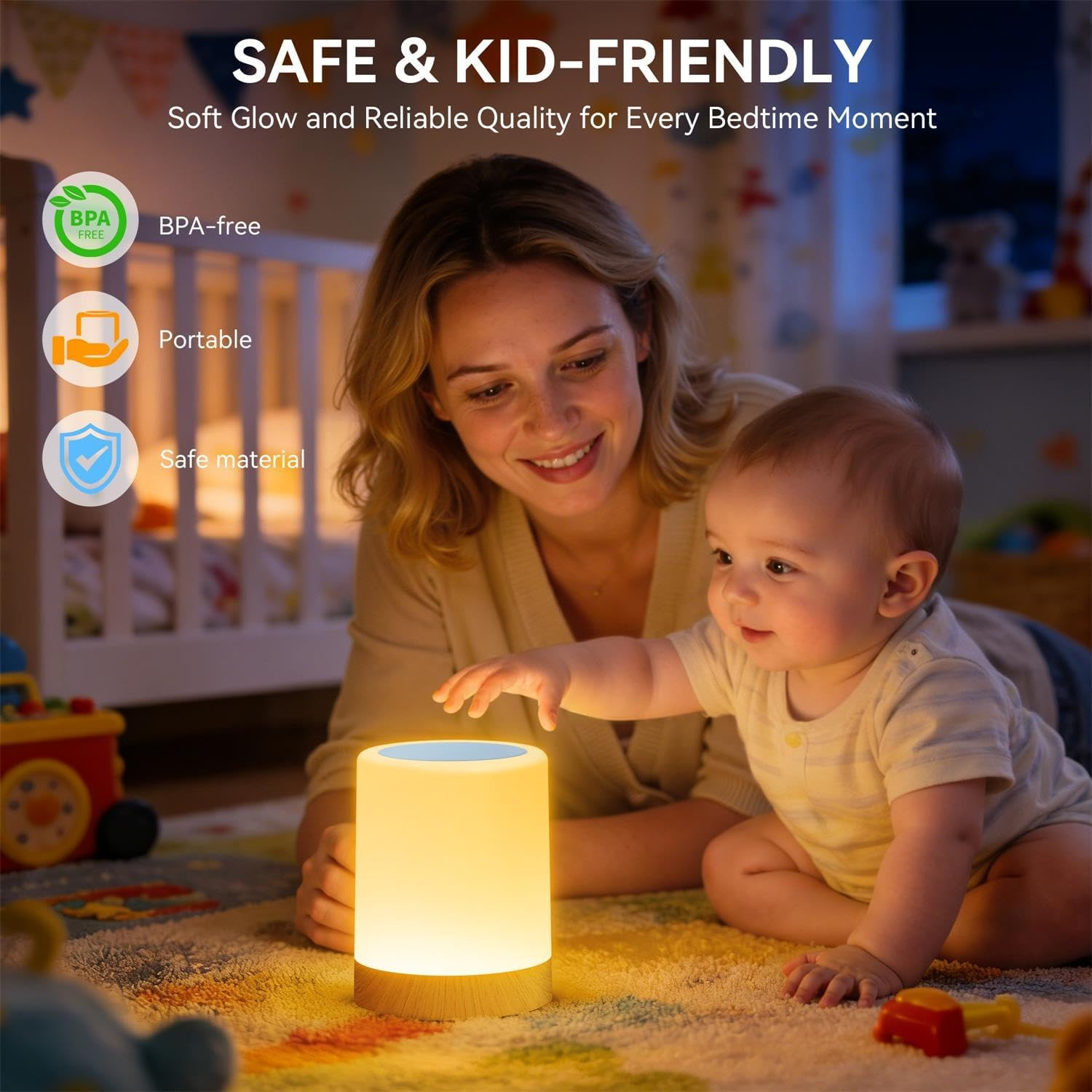 LED Night Light Bedside Lamp Touch and Remote Control Dimmable Tabletop 13 Color