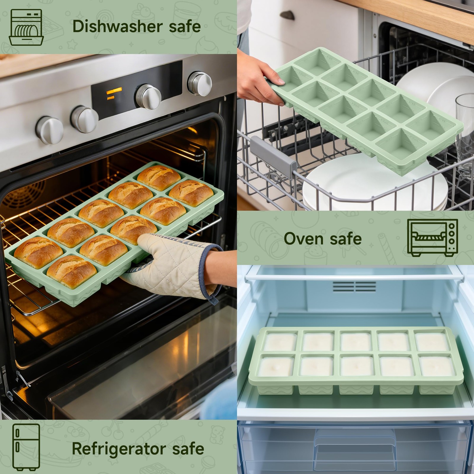 Ice Cube Tray with Lid – 3 Pack 2 Tbsp Ice Trays for Freezer, Stackable, BPA-...