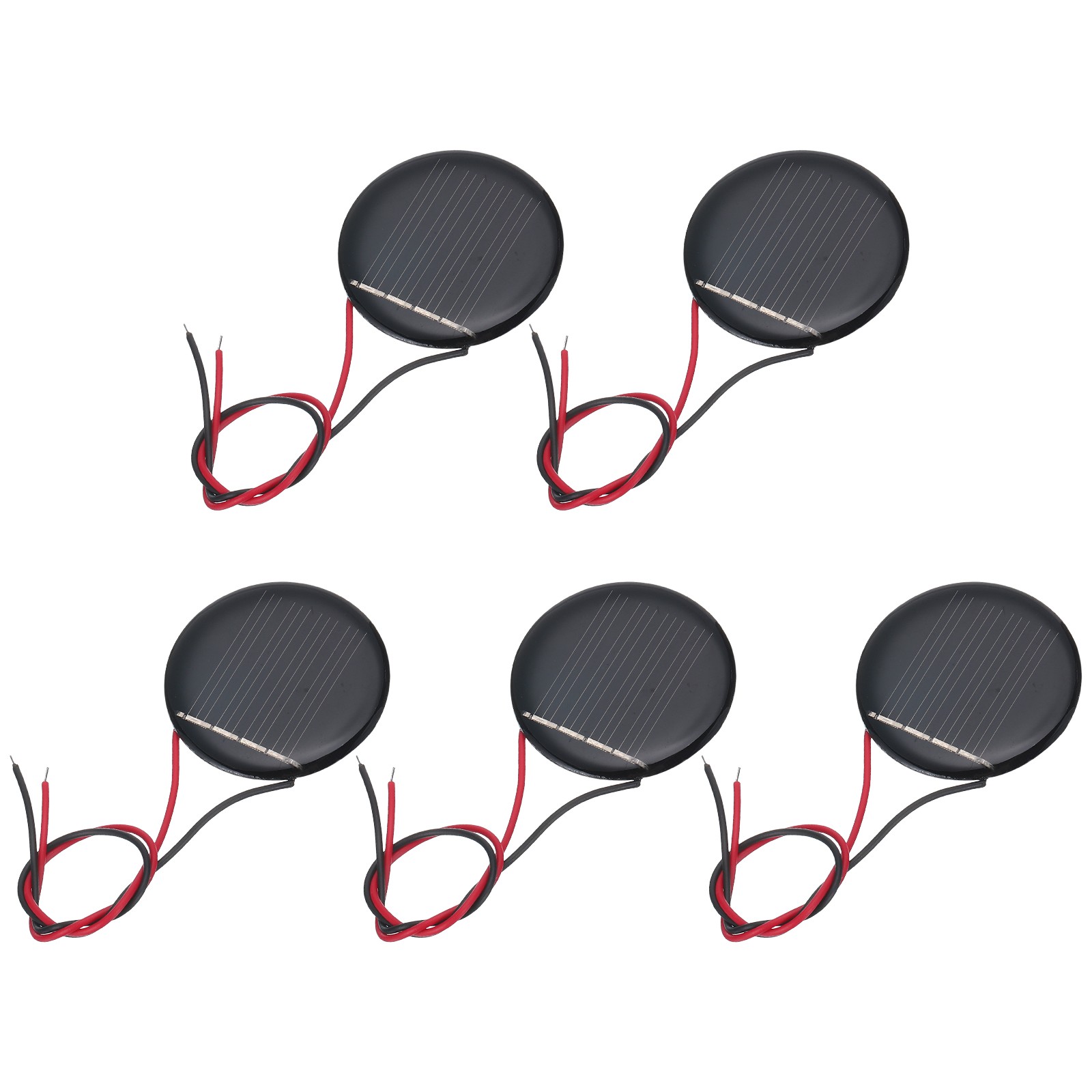 5 Pcs 2V 0.07W 35mA Mini Solar Panels with 2 Cable, 36mm Dia