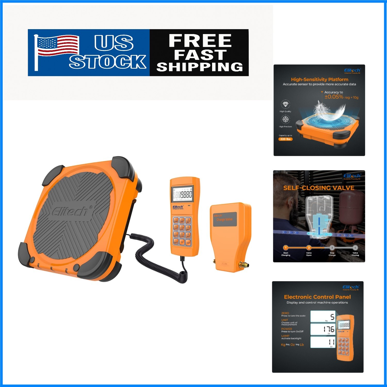 Electronic Refrigerant Charging Scale for HVAC – 220lbs with Safety Features