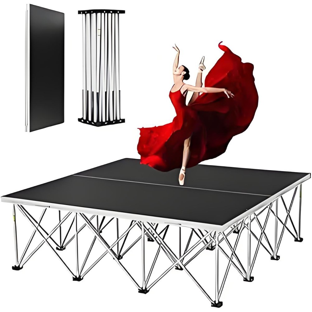4' x 4' Foldable Stage Portable Stage Platform with16"Folding Riser Legs 1540LBS