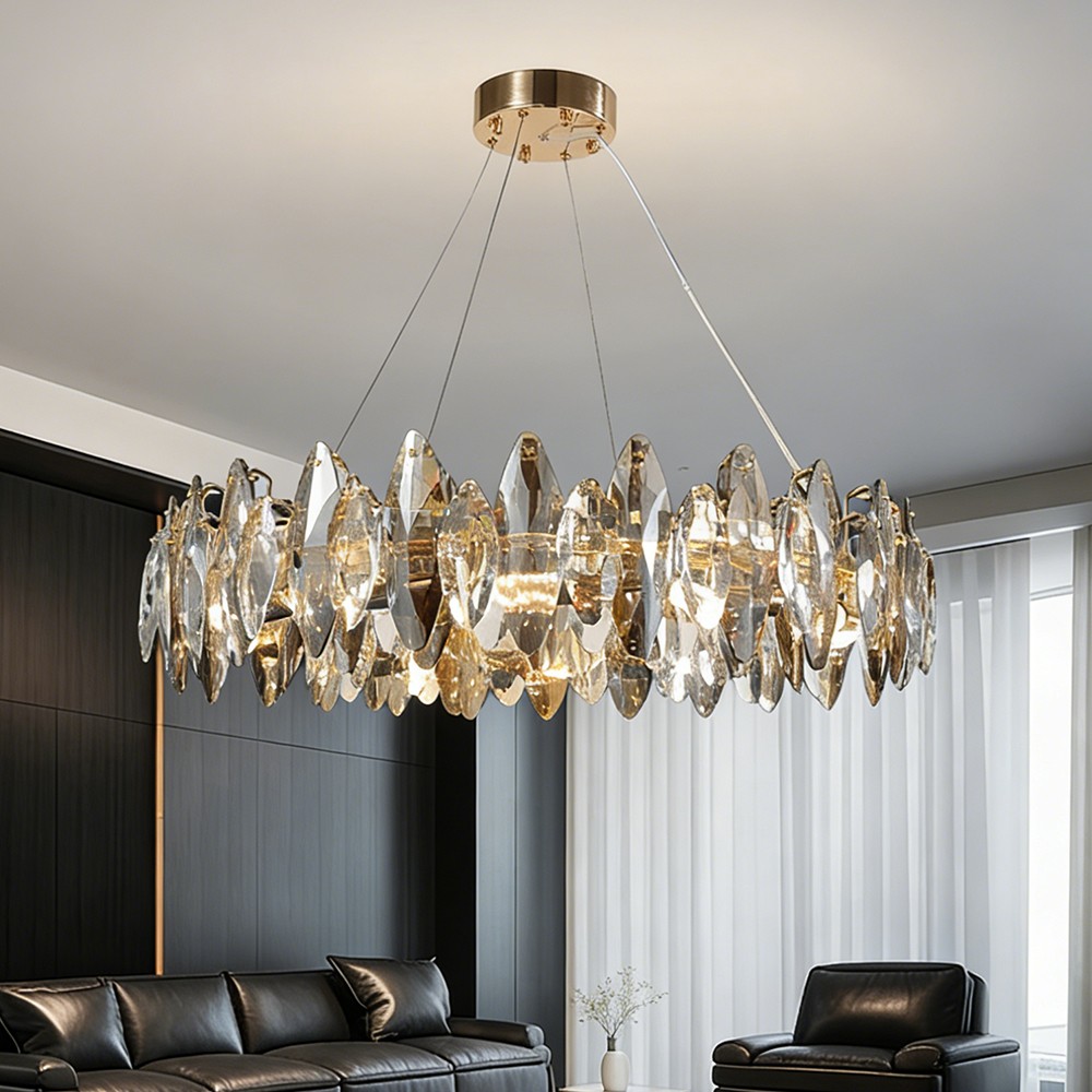 Crystal Chandelier Luxury Ceiling Pendant Light for Living Room Adjustable