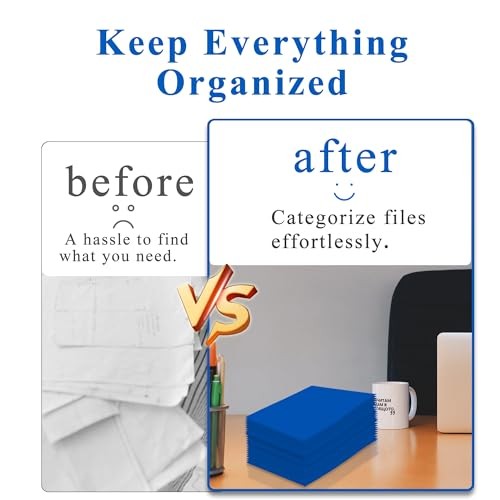 File folders with Pockets,Blue Two folders for documents,50 Pack Paper