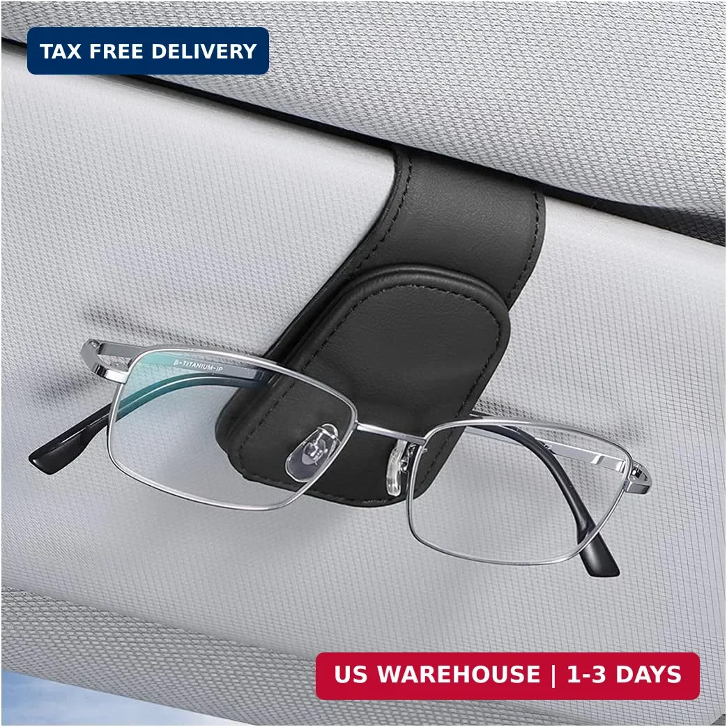 AICEL Sunglasses Holders for Car Sun Visor, Leather Eyeglasses Hanger Mounter, M