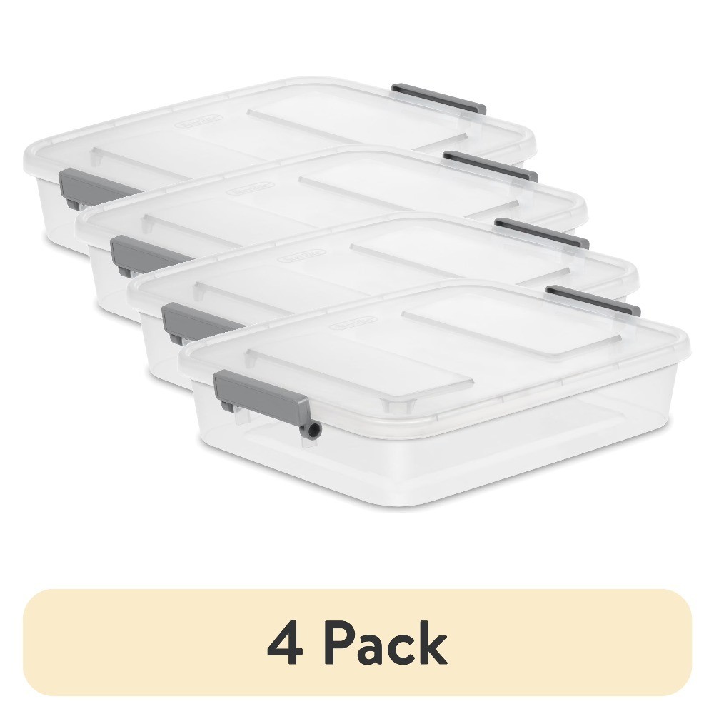 Modular Small Storage Bin 6.2 Quart Latching Clear Plastic Container with Write