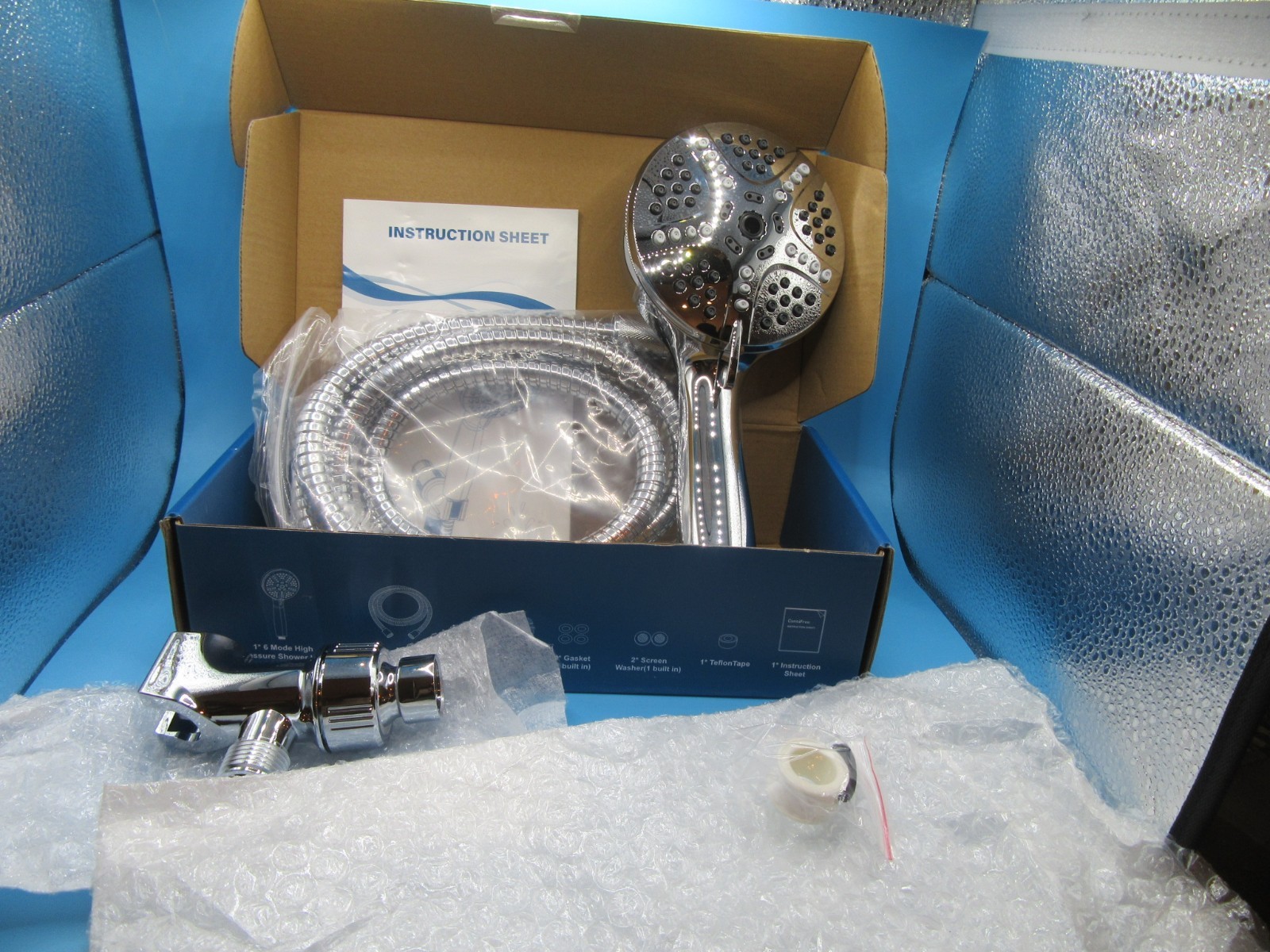 New CentiFree CH002-CP 6 Function Premium Chrome Handheld Shower Head