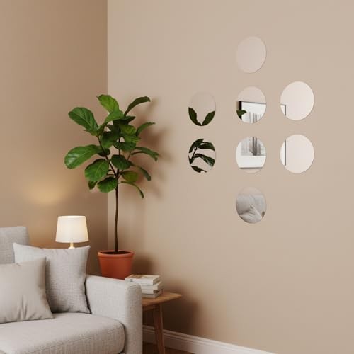 50Pcs Small Round Mirrors for Crafts, 2 Inch Mini Acrylic Round Mirror Tiles