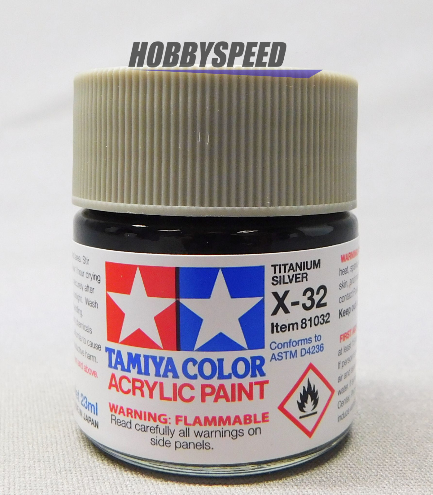 TAMIYA X-32 ACRYLIC PAINT TITANIUM SILVER GLOSS 23ml bottle model TAM81032 NEW