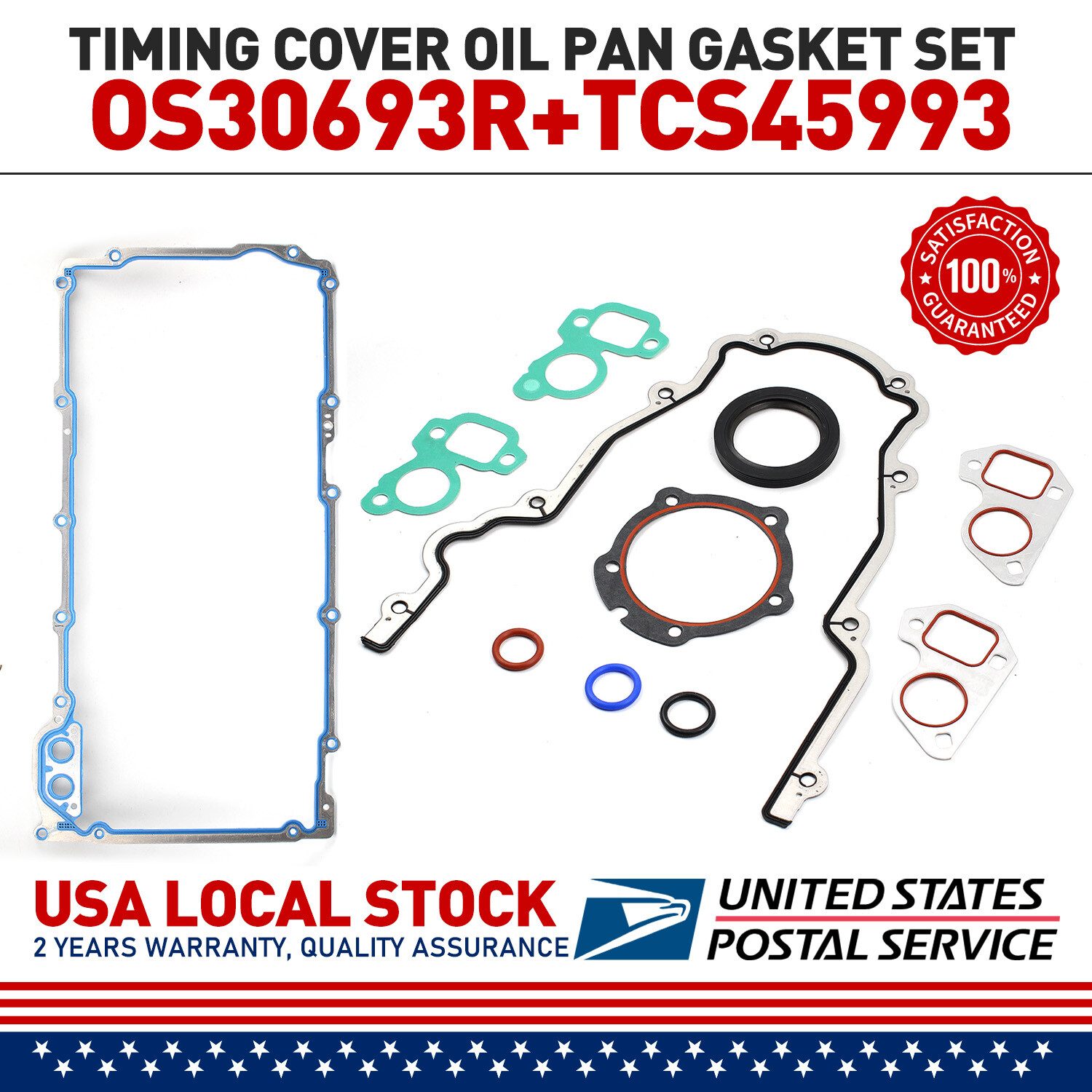 TCS45993+OS30693R Timing Cover Gasket & Oil Pan Gasket Set For Chevrolet GMC