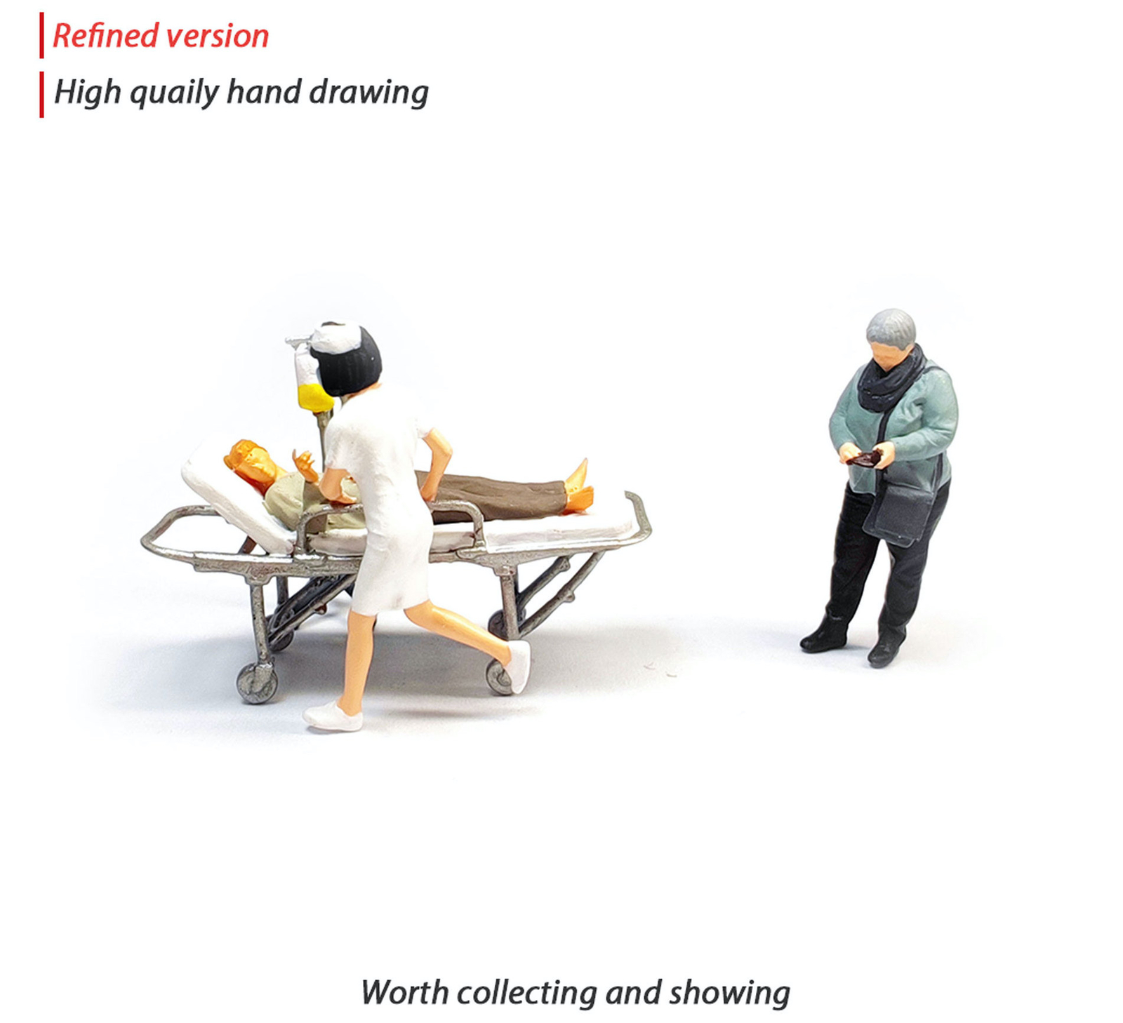 1:64 Painted Figure Mini Model Miniature Resin Diorama Emergency Nurse Patient