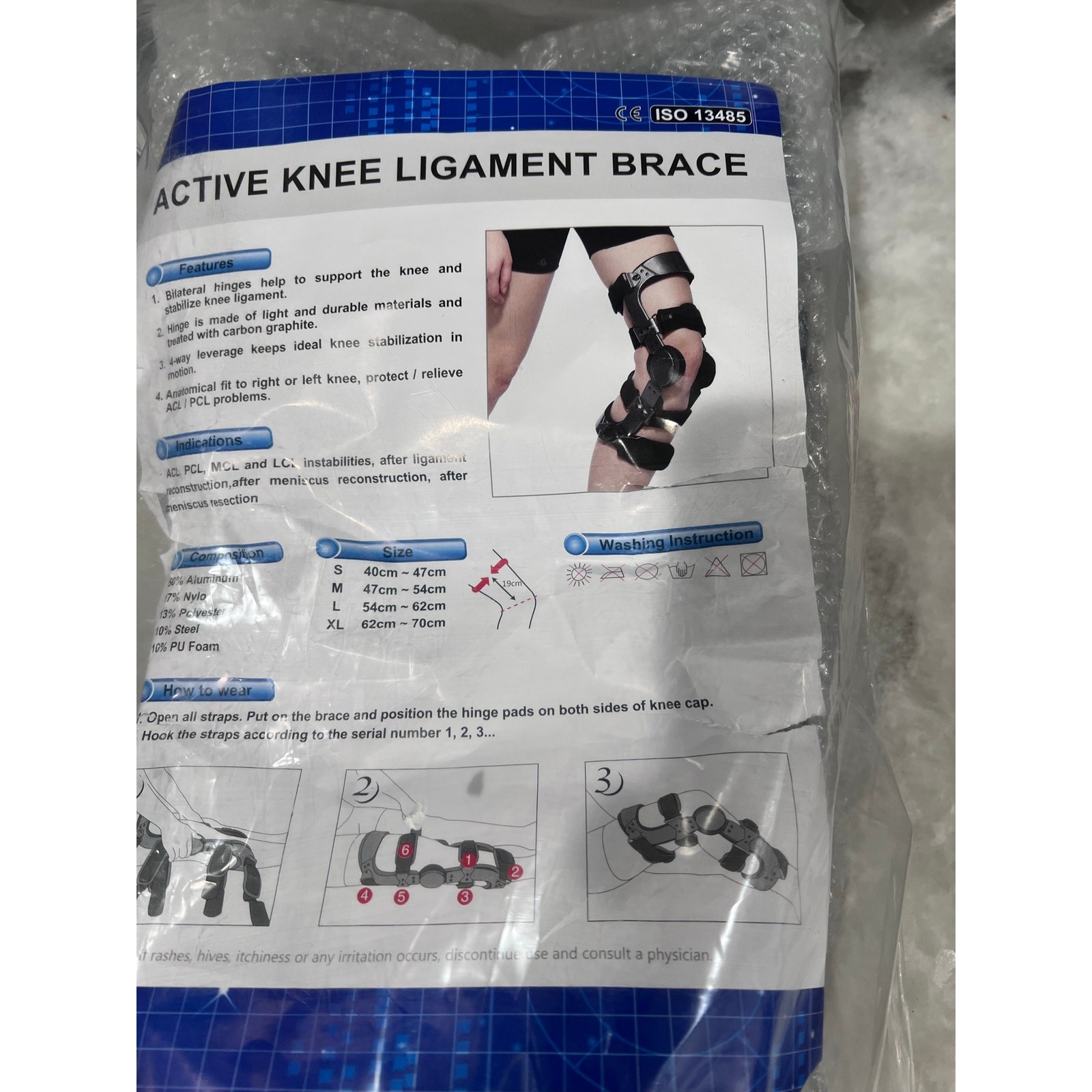 Active Knee Ligament Brace Medium Hinged Support ACL PCL MCL Injury Stabilizer