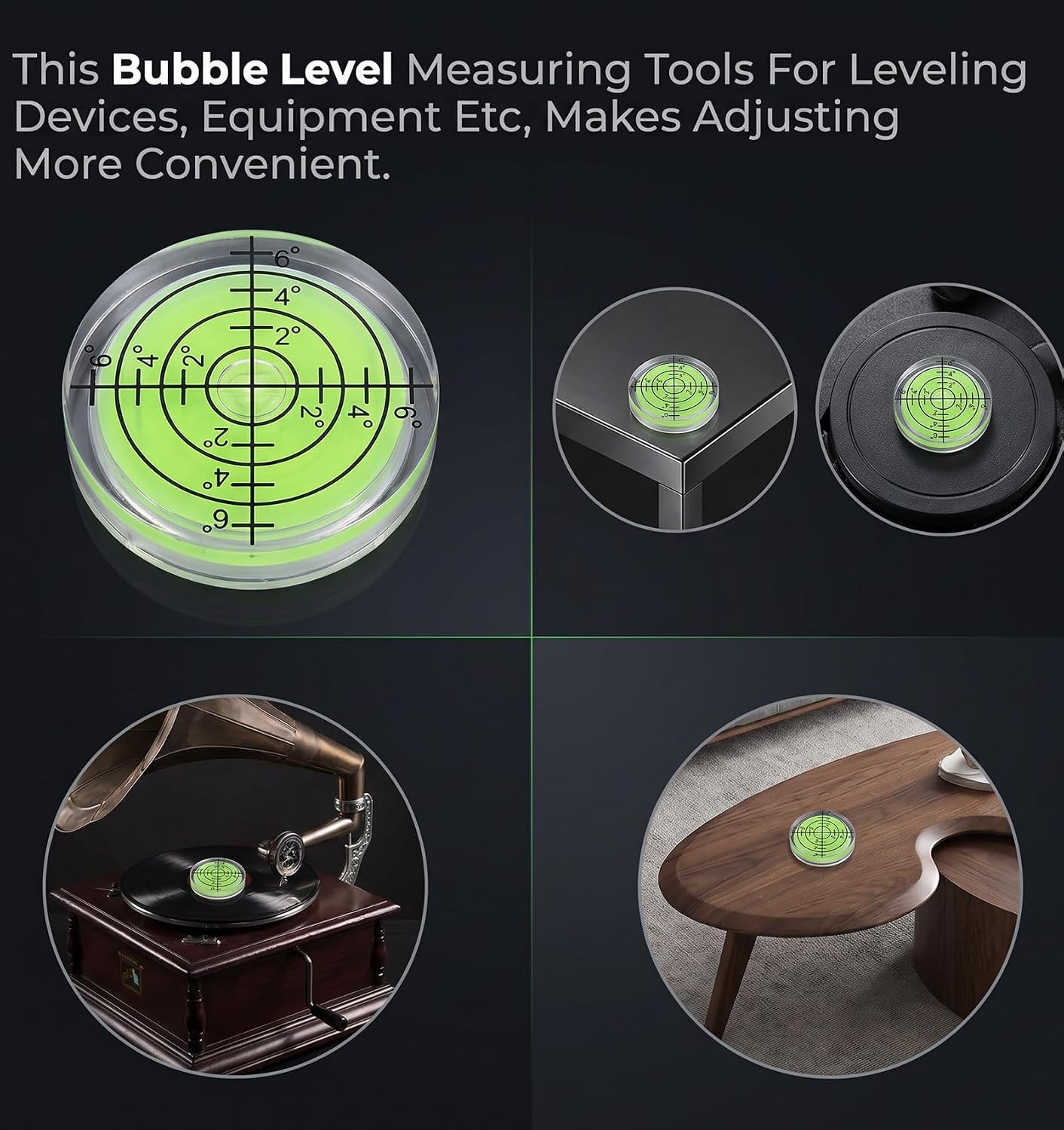 6 Pcs Mini Bubble Level Small Round Square Spirit Level Target Surface Tripod