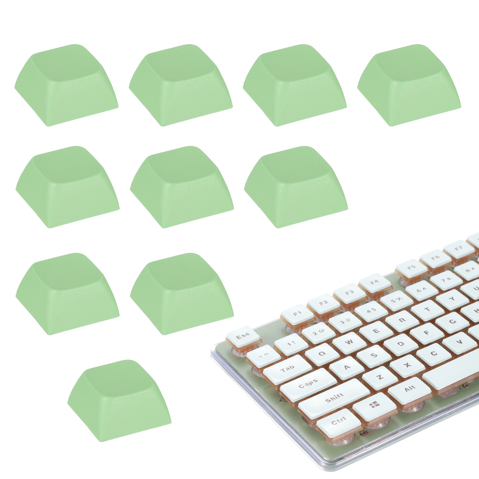 10Pcs XDA Profile Keycap Set PBT Mechanical Numeric Keypads, Grass Green
