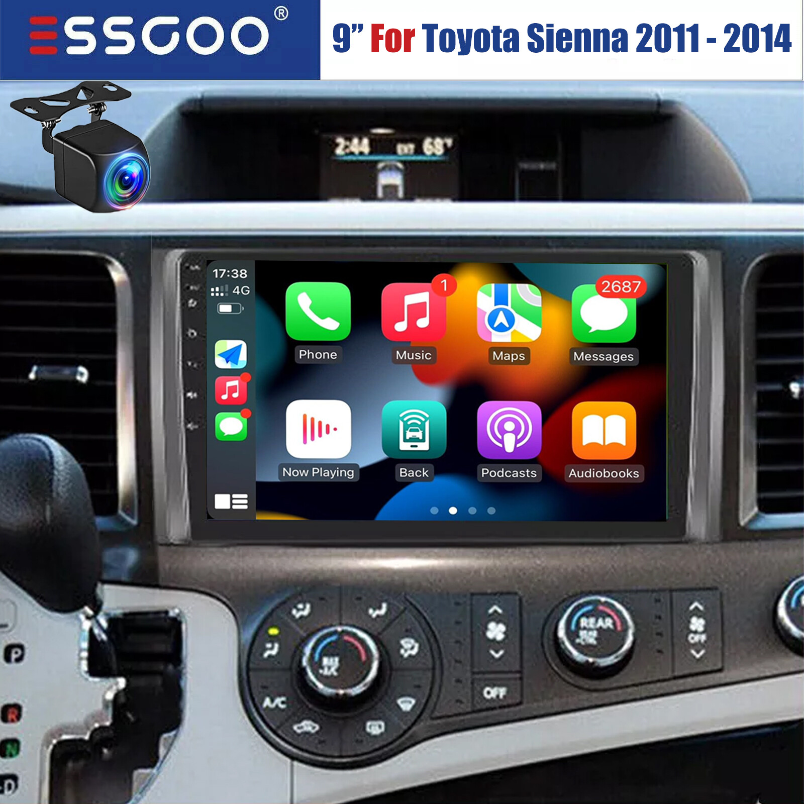 Apple CarPlay Car Radio Stereo GPS Navi with Camera For Toyota Sienna 2011-2014