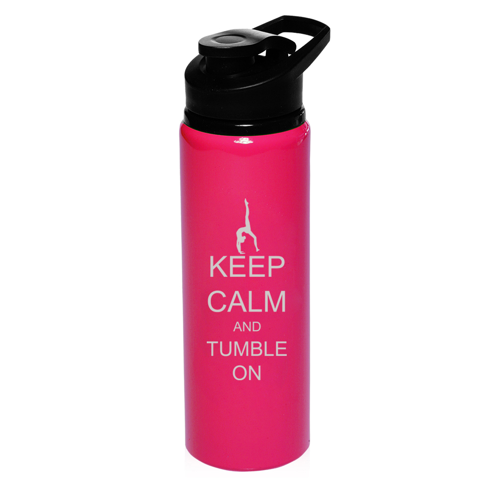 25oz Aluminum Sports Water Bottle Travel Keep Calm and Tumble On Gymnastics
