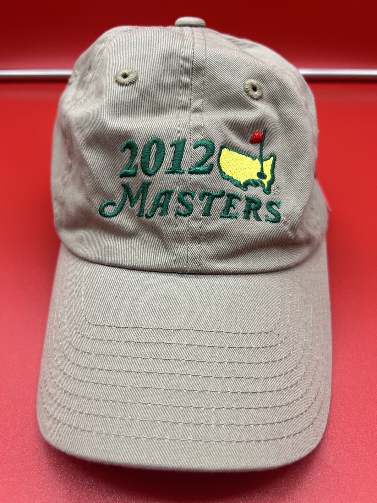 2012 Masters Golf Tournament Hat Cap Strap Back American Needle Khaki Cotton