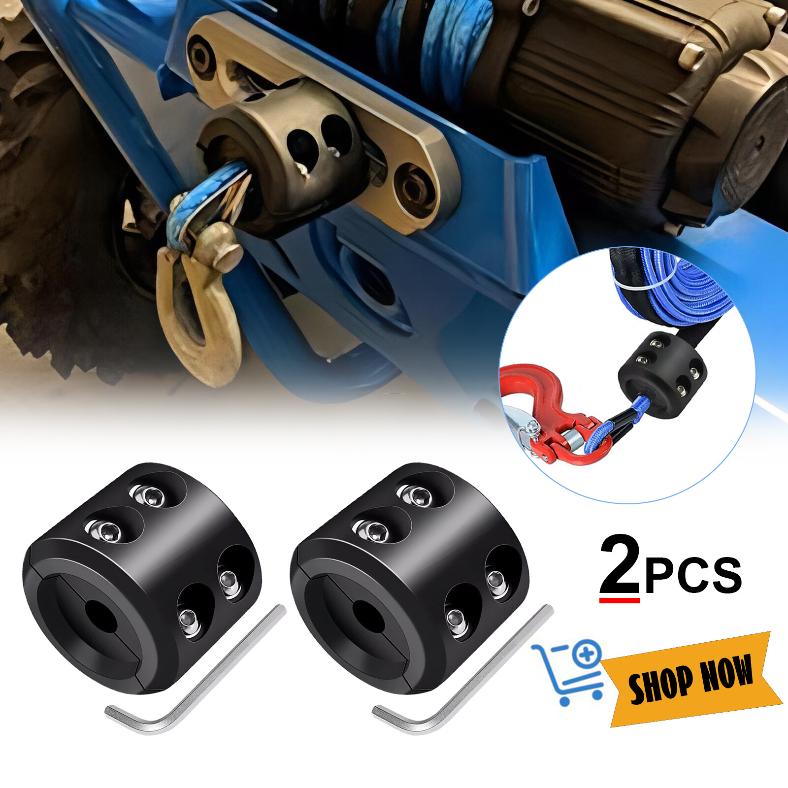 2X Winch Stopper Stop Rubber Heavy Duty Cable Line Waterproof Rope Hook ATV UTV