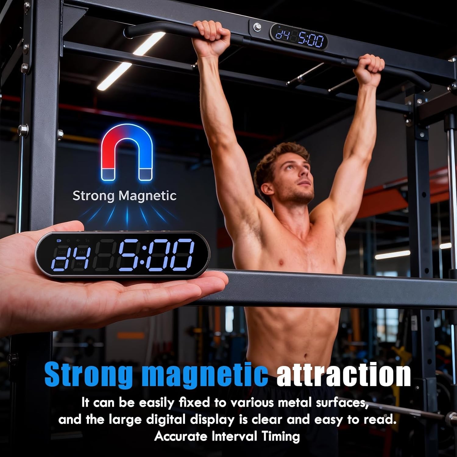Gym Timer Clock for Home Gym - Portable Workout Timer with 7 Ready-to-Use Mod...