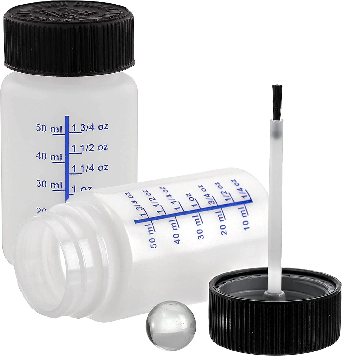 6 Pack- 2 Ounce (60Ml) Empty Paint Touch up Bottles with Brush Applicator and Mi