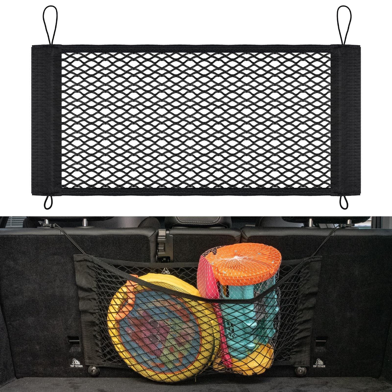 Cargo Net for Car Trunk Organizer, Elastic Mesh Pockets Backseat Hanging 25.6...