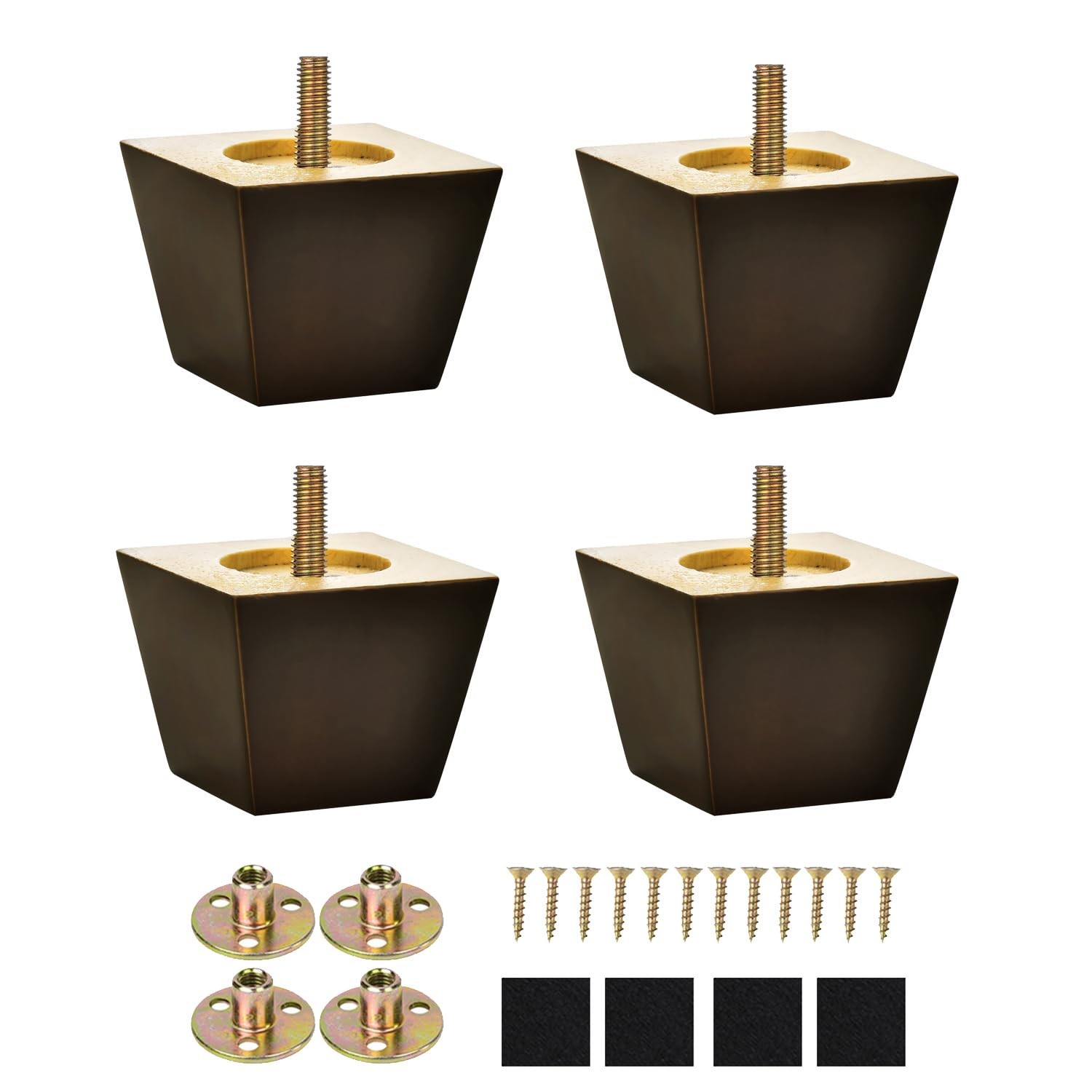 2 Inches Furniture Feet for Couch Sofa Set of 4 Furniture Legs Square Wood Le...