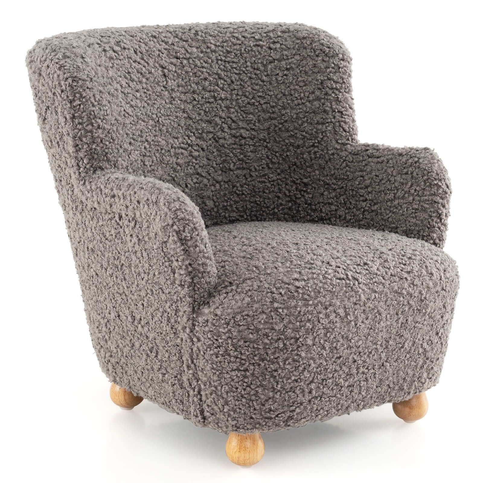 Sherpa Kids Sofa w/Solid Rubber Wood Legs for Boys & Girls Aged 3+ for Bedroom