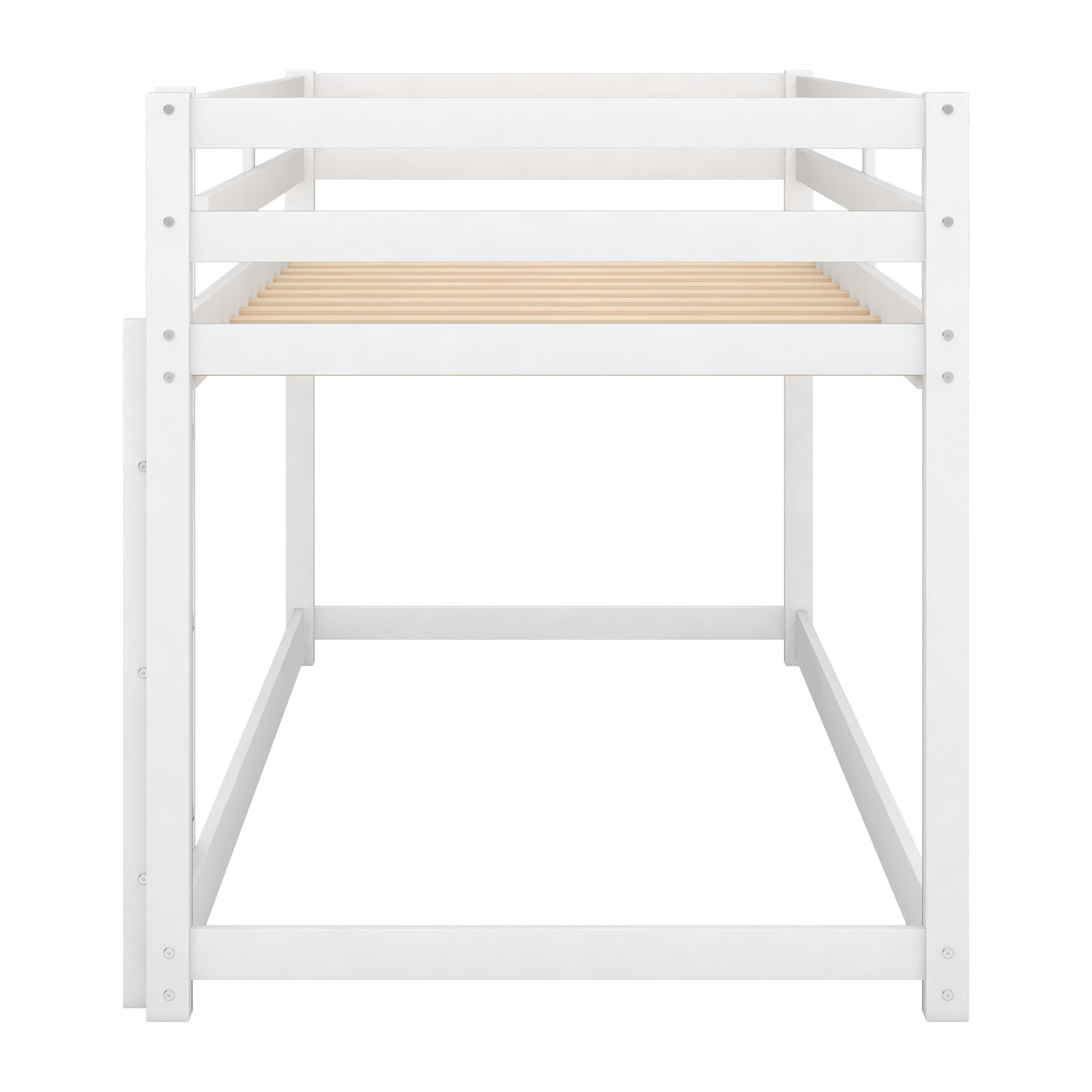 Twin over Twin Floor Bunk Bed with Ladder
