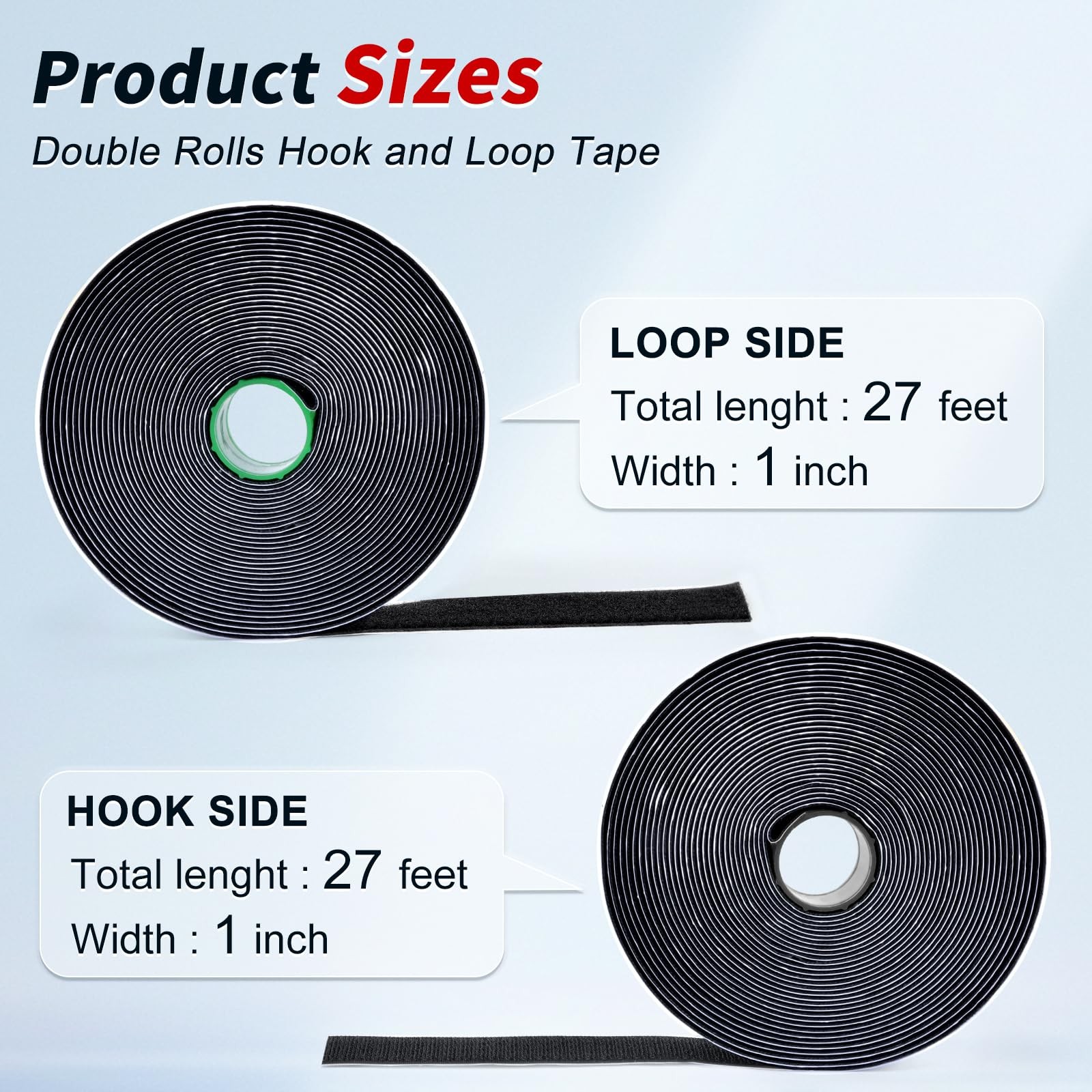 1 Inch x 27Ft Hook and Loop Strips with Adhesive, Double Sided Self Adhesive,...