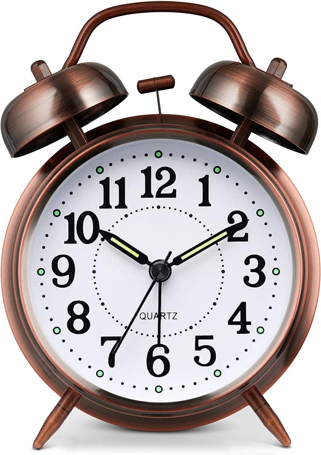 Azyh Loud Alarm Clock for Heavy Sleepers Adults, Metal 4 Small, Red Brown
