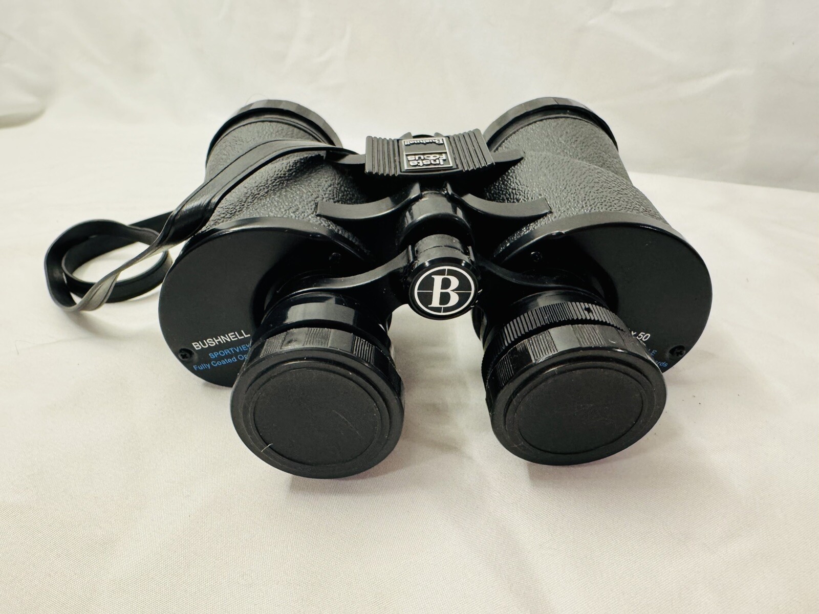 Old Vtg Bushnell InstaFocus 10x50 Wide Angle Binoculars With Strap & Case