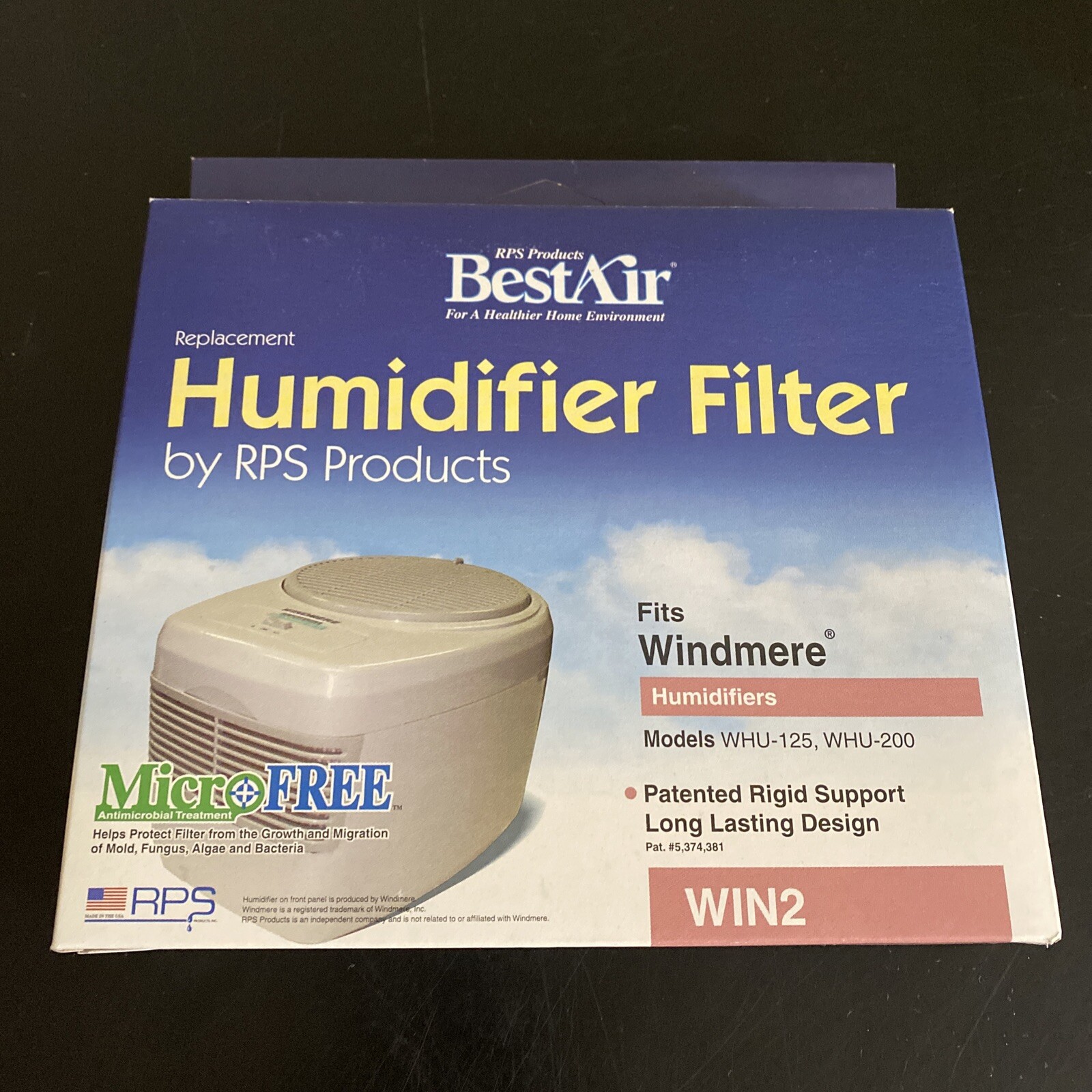 RPS BestAir WHU-125, WHU-200 WINDMERE WIN2 Replacement HUMIDIFIER FILTER