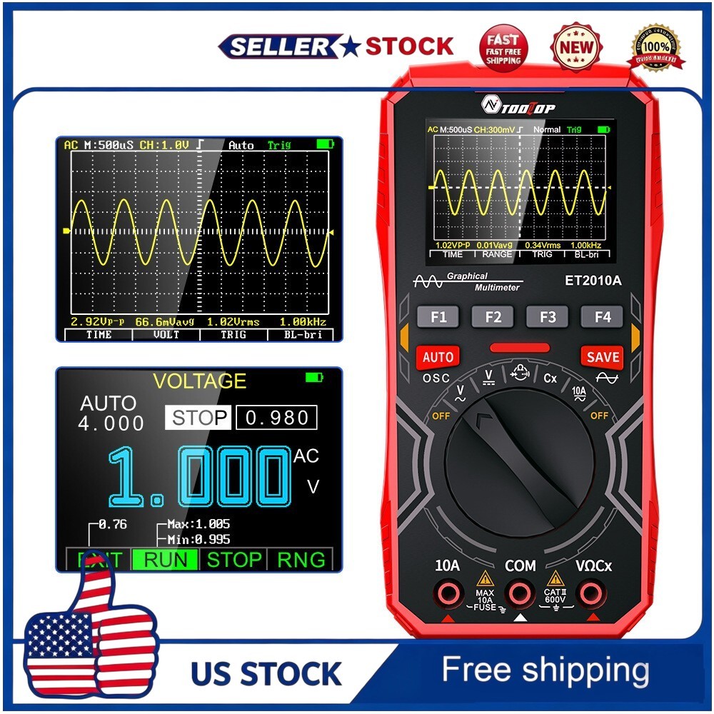 2-in-1 Oscilloscope Multimeter Digital Display Handheld Oscope Meter 1Mhz US