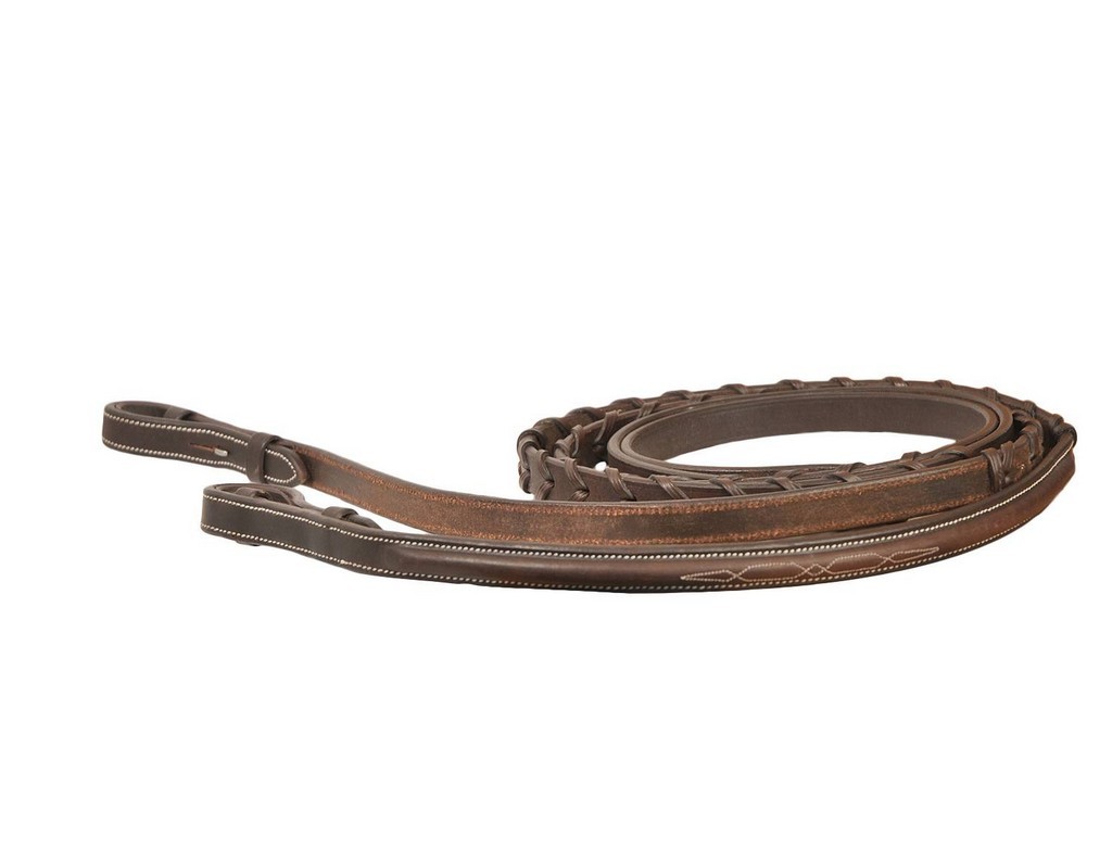 Da Vinci Reins Fancy Raised Stud Ends 5/8 x 54 Dark Brown 5-648134