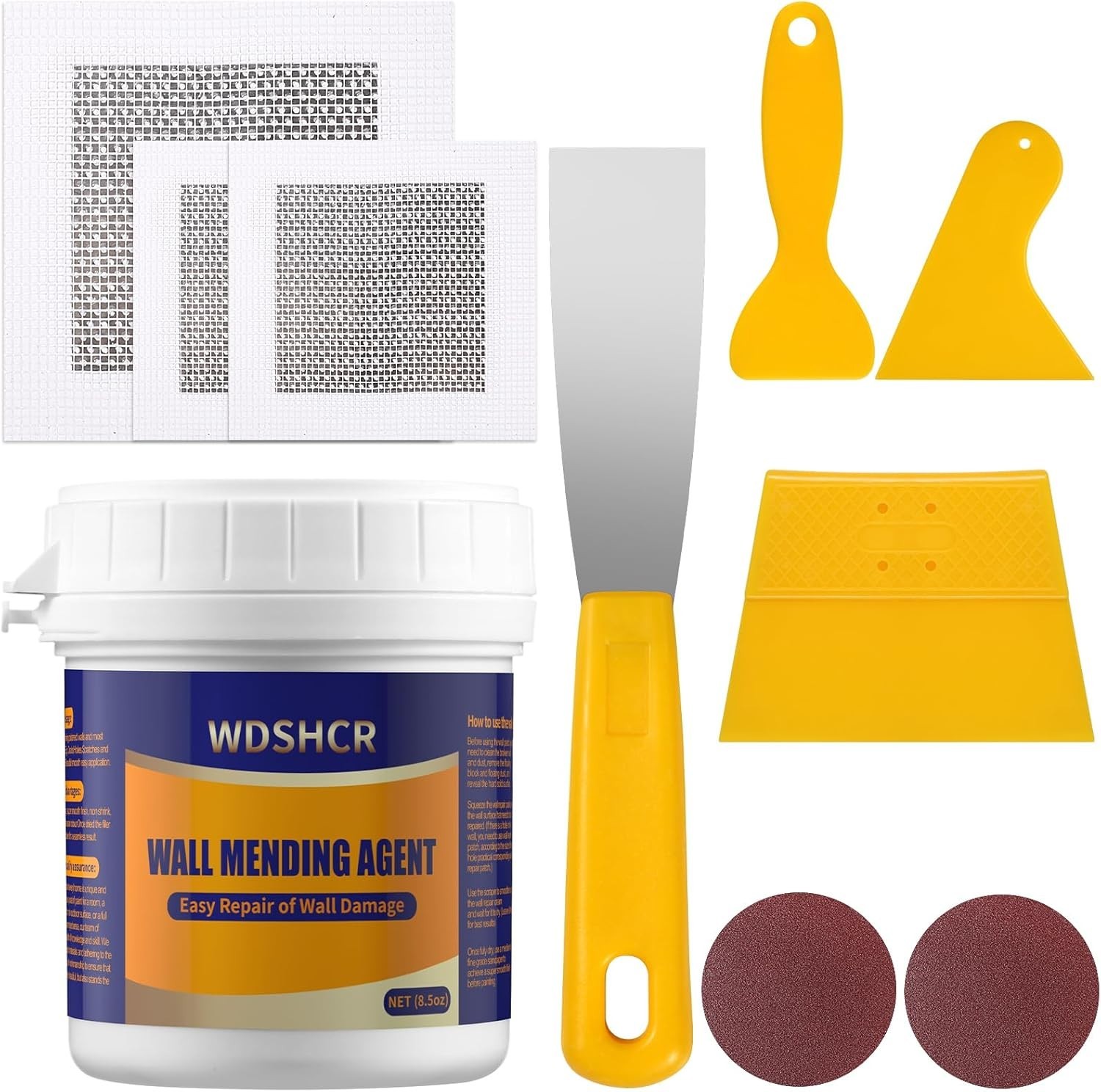 Drywall Repair Kit Wall Hole Patch Spackle Putty Scraper Mesh Tools Set
