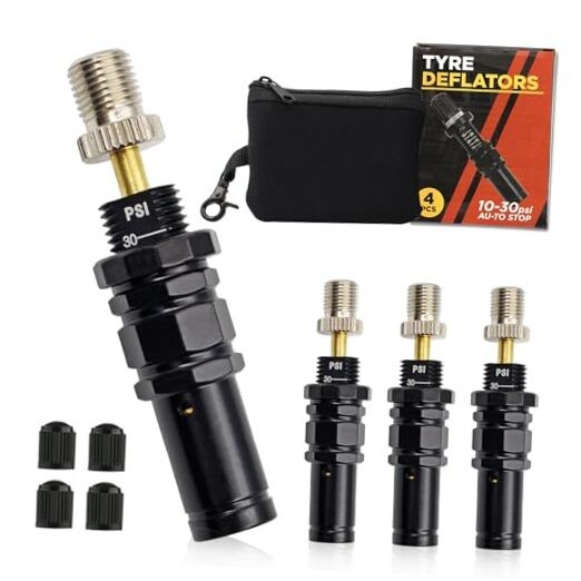 Tire Deflators, 4Pcs Adjustable Auto-Stop Tire Deflator Kit 10-30 PSI, Air