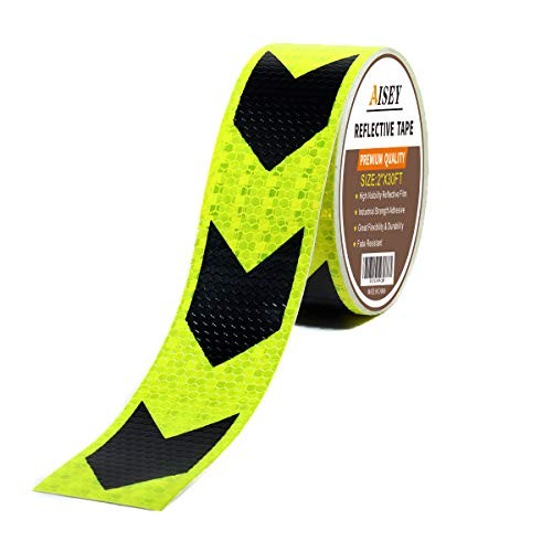AISEY Reflective Tape Outdoor Waterproof, Conspicuity 2"x30ft Yellow/Black