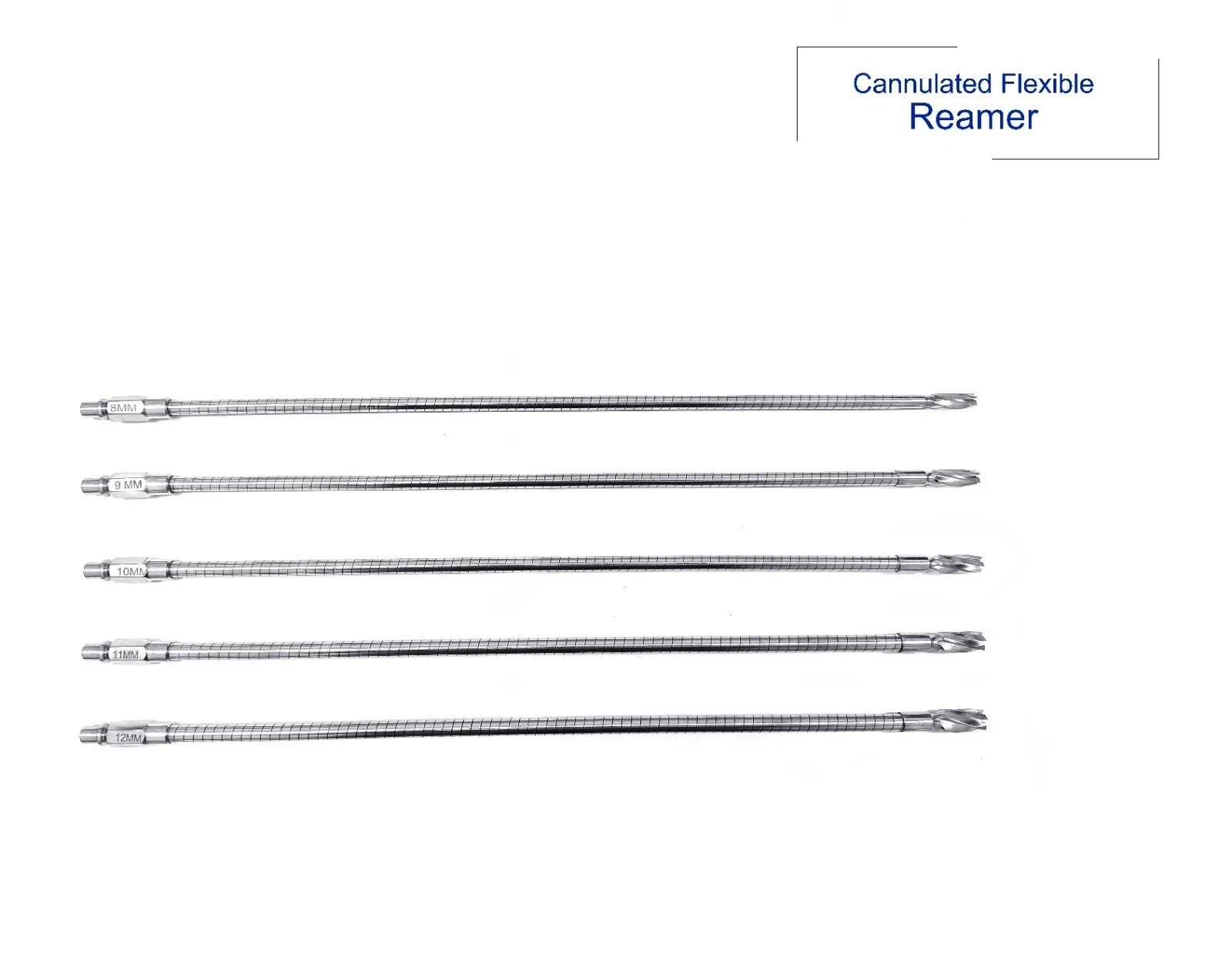 Orthopedic Cannulated Flexible Reamer 8mm to 12mm Lot of 5pcs