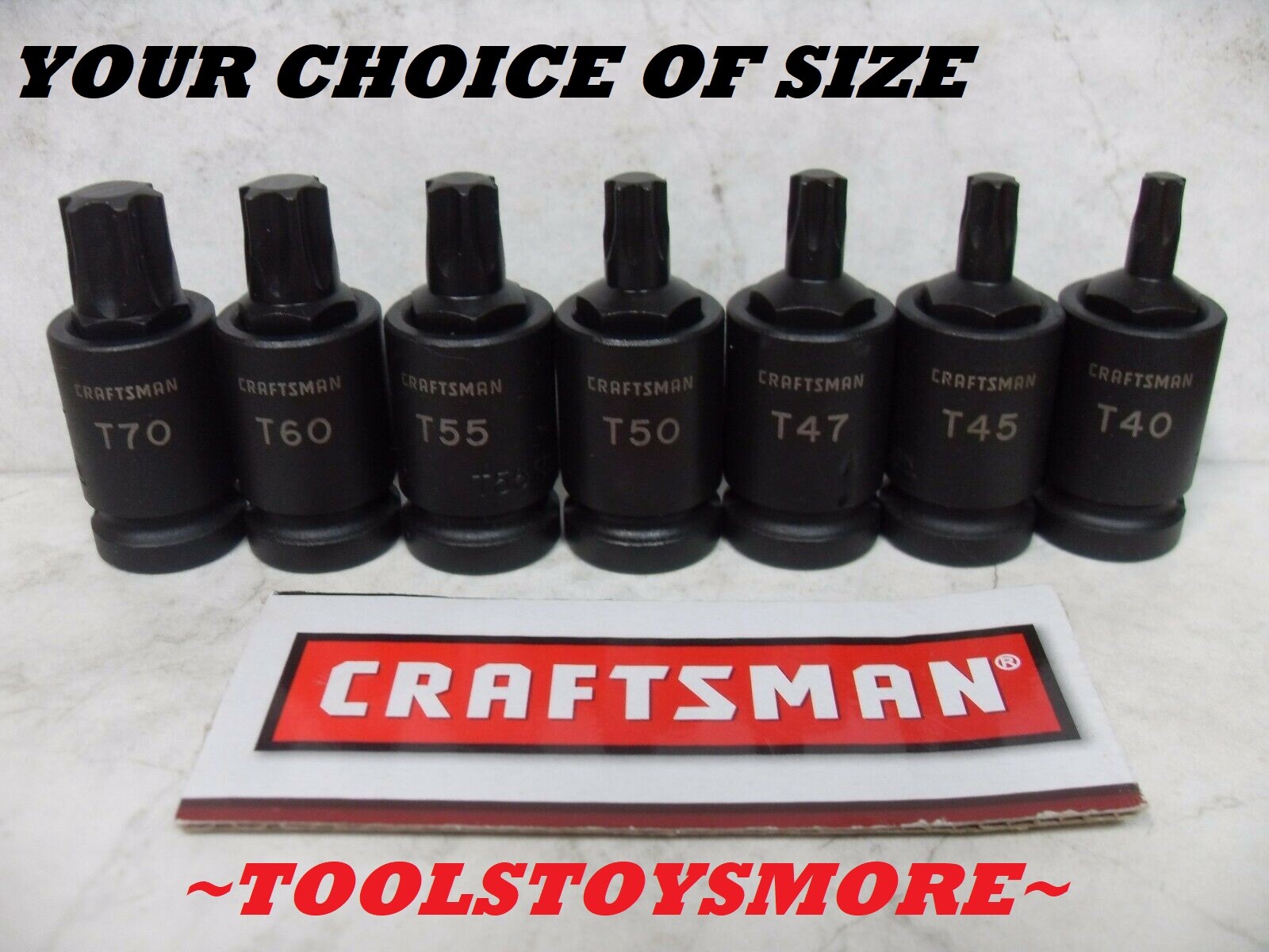 NEW CRAFTSMAN 1/2"  DRIVE IMPACT TORX BIT SOCKET YOUR CHOICE OF SINGLE OR SET